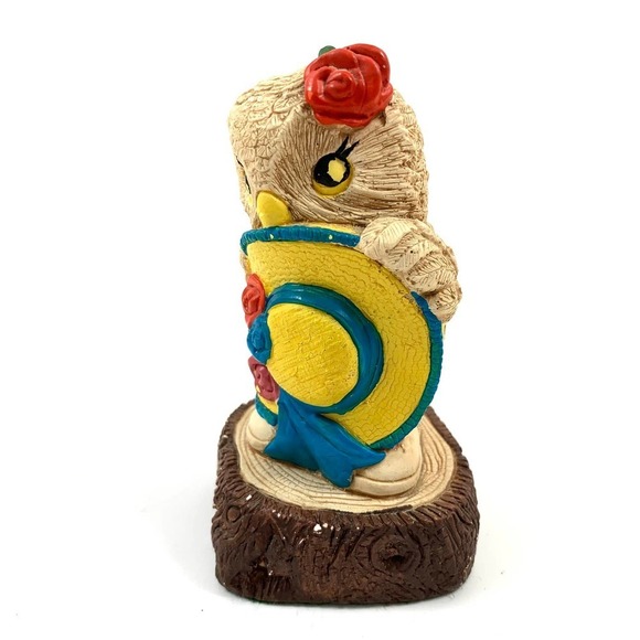 1970's Hand painted PEPIWARE stoneware shy owl with hat and roses - Picture 6 of 10